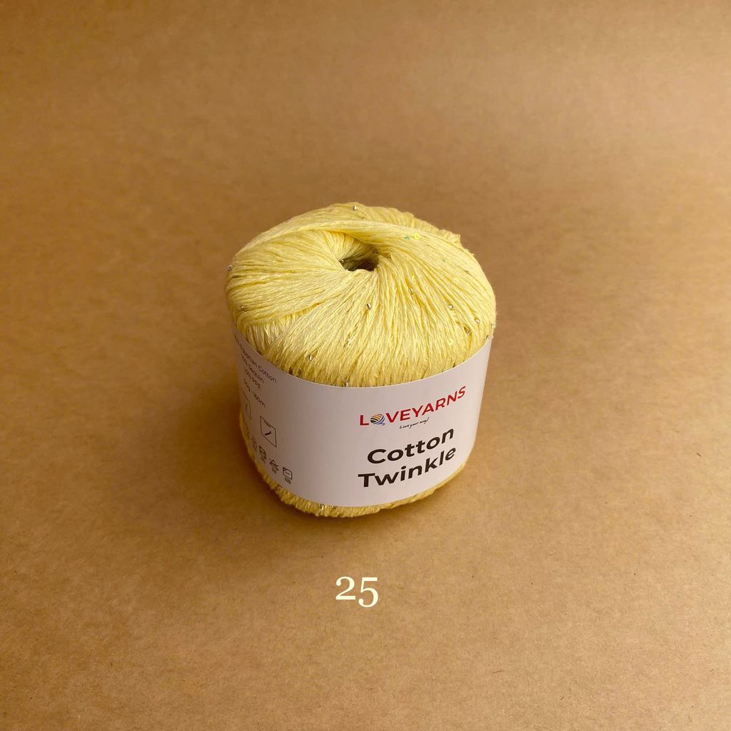 Sợi lấp lánh Cotton Twinkle nhập từ Loveyarns, đan móc áo, váy, khăn