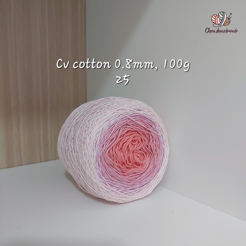 Sợi cầu vồng Cotton 0.8mm cuộn 100g, Chouihandmade, đan móc áo, váy