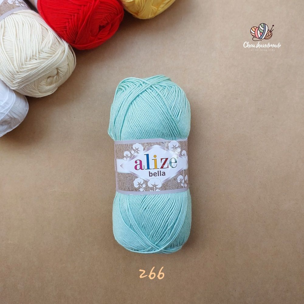 Sợi cotton hè trơn Bella nhập khẩu từ Alize Yarns đan móc áo, váy, khăn hè, mềm mại và mát