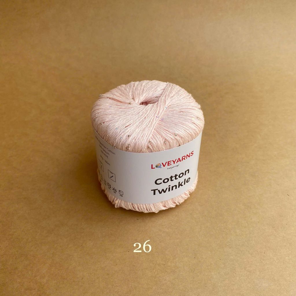 Sợi lấp lánh Cotton Twinkle nhập từ Loveyarns, đan móc áo, váy, khăn