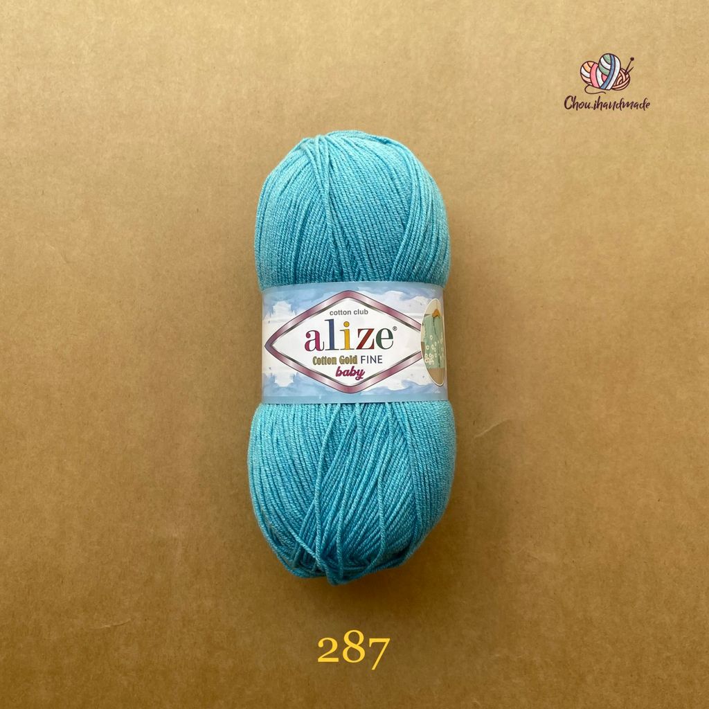 Len hè Cotton Gold Fine Baby nhập khẩu từ Alize Yarns, dành cho bé, đan móc áo, váy