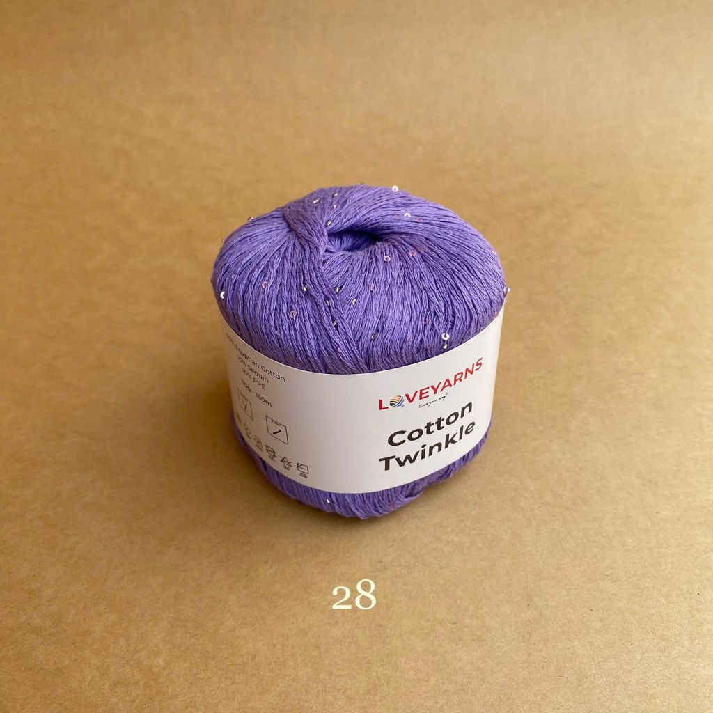 Sợi lấp lánh Cotton Twinkle nhập từ Loveyarns, đan móc áo, váy, khăn