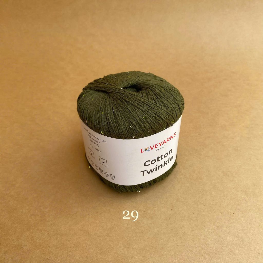 Sợi lấp lánh Cotton Twinkle nhập từ Loveyarns, đan móc áo, váy, khăn