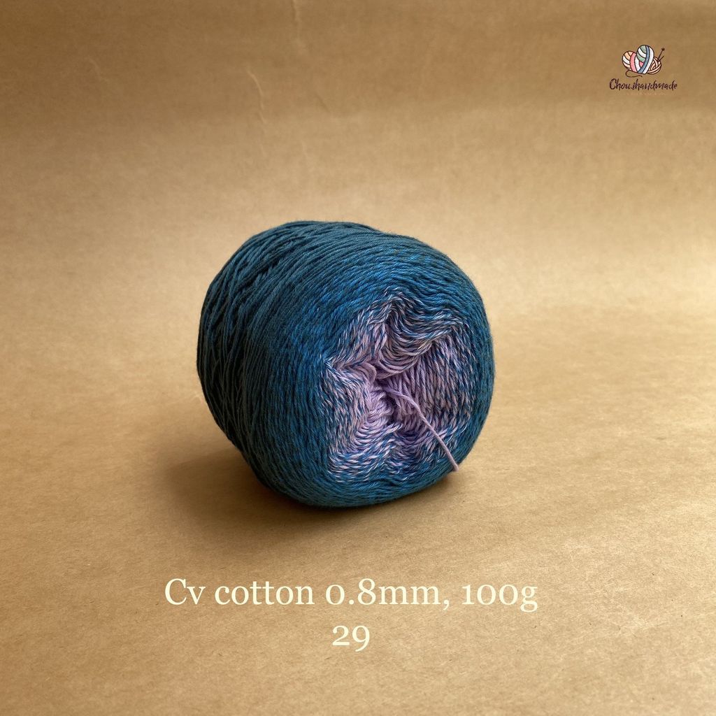 Sợi cầu vồng Cotton 0.8mm cuộn 100g, Chouihandmade, đan móc áo, váy