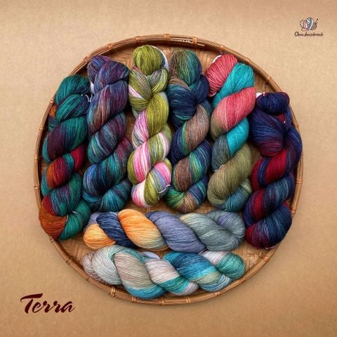 Len Terra nhập khẩu từ Symfonie, đan móc áo, váy, khăn