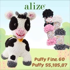 Cuộn len tết bằng tay Puffy Fine hãng Alize Yarns tết áo, khăn, vỏ gối, chăn, thảm, túi