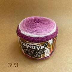 Len cầu vồng nhũ Cake Silver nhập từ Papatya, đan móc áo, chăn, váy