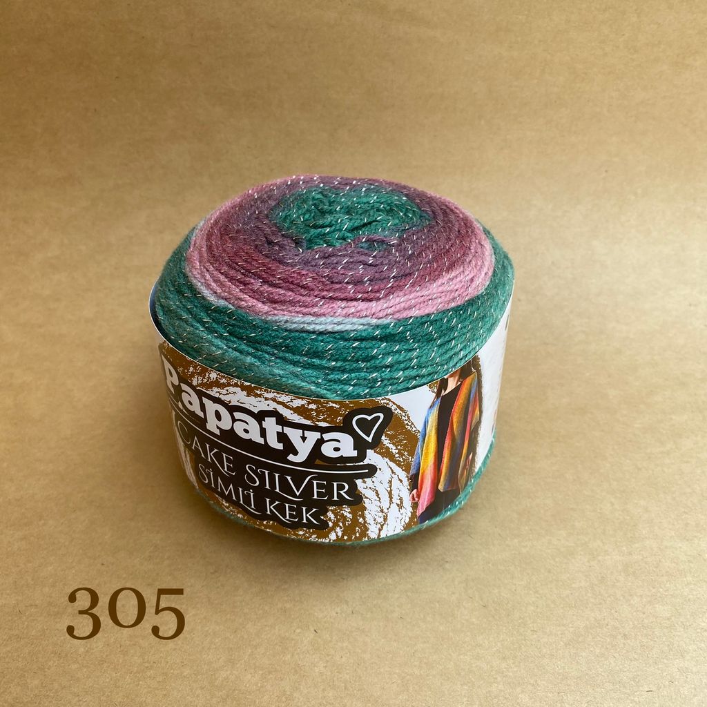 Len cầu vồng nhũ Cake Silver nhập từ Papatya, đan móc áo, chăn, váy