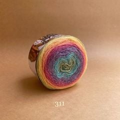 Len cầu vồng nhũ Cake Silver nhập từ Papatya, đan móc áo, chăn, váy