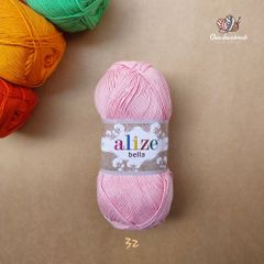Sợi cotton hè trơn Bella nhập khẩu từ Alize Yarns đan móc áo, váy, khăn hè, mềm mại và mát