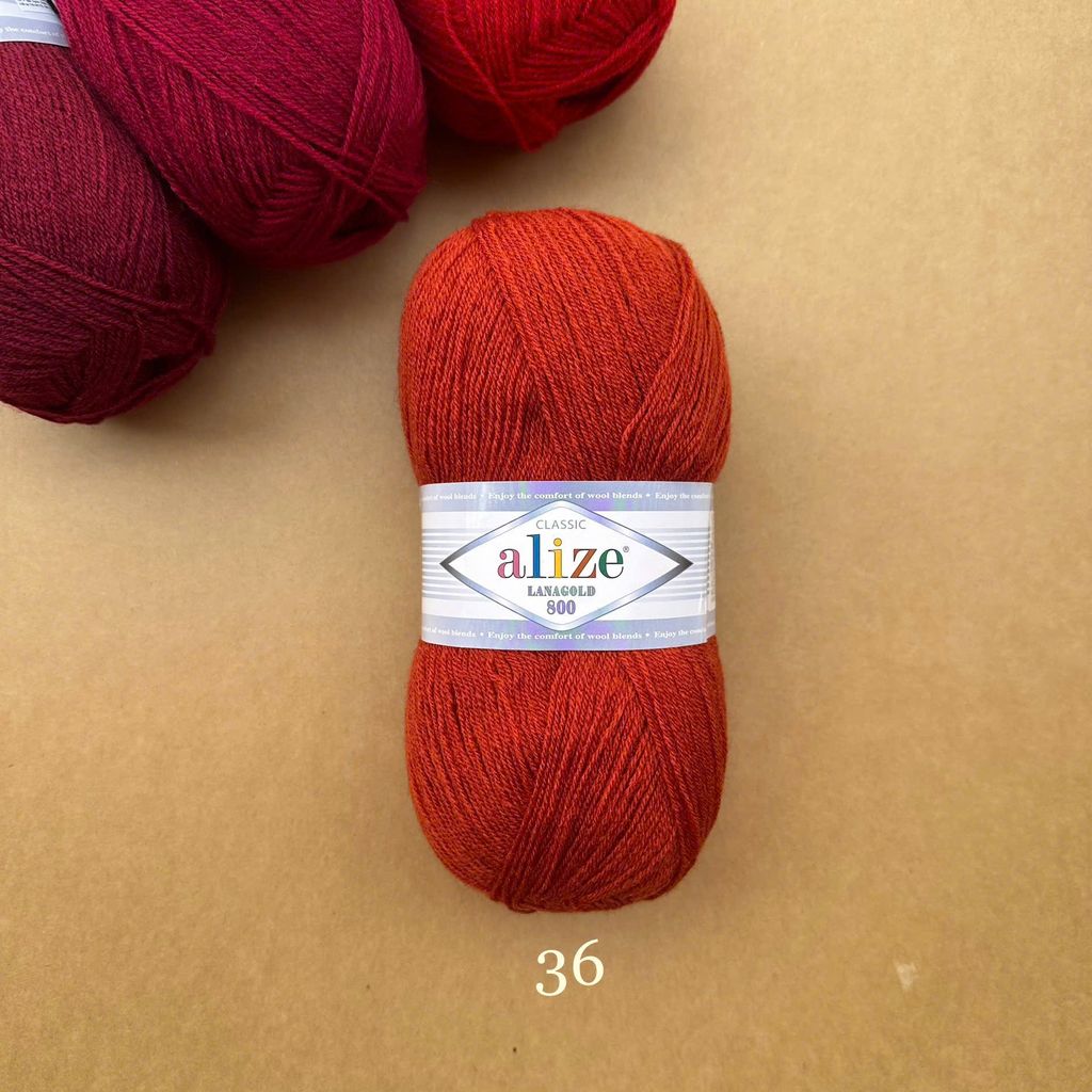 Cuộn len ấm Lanagold 800 hãng Alize siêu dôi, siêu ấm đan móc khăn, áo ấm cực thích