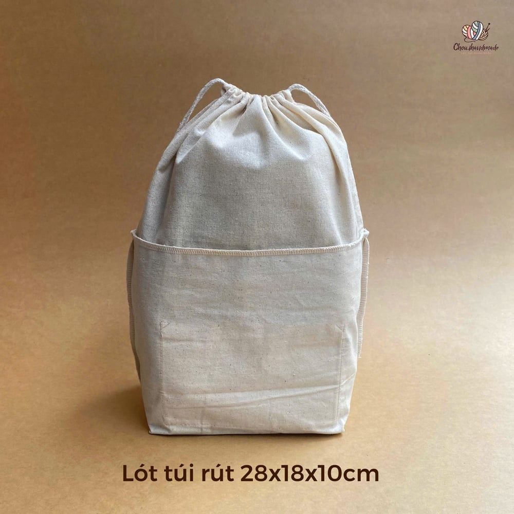 Lót túi dây rút, chất liệu vải cotton, dùng cho túi, ví đan móc thủ công