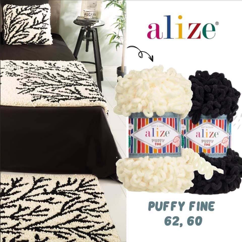 Cuộn len tết bằng tay Puffy Fine hãng Alize Yarns tết áo, khăn, vỏ gối, chăn, thảm, túi
