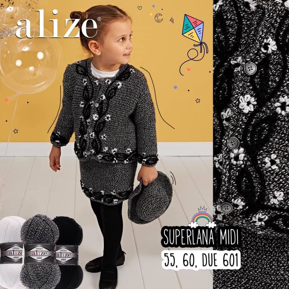 Len đông Superlana Midi nhập khẩu từ Alize Yarns, đan móc thú, áo, nón, khăn