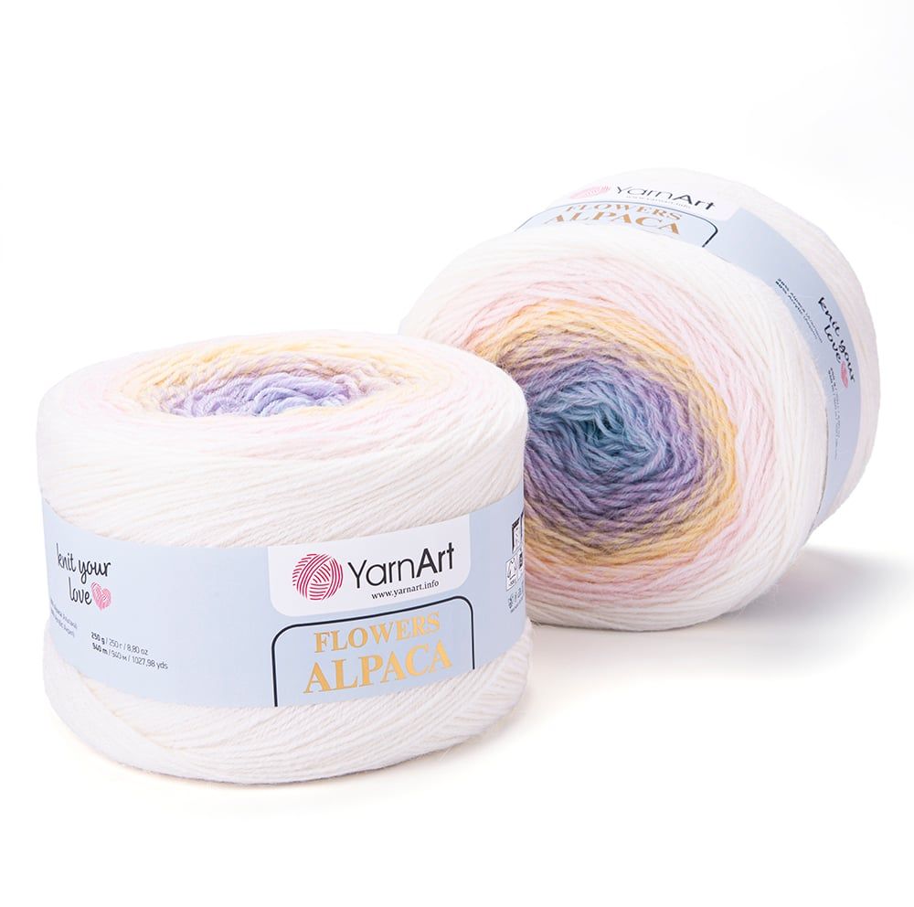 Len cầu vồng ấm Flower Alpaca nhập khẩu từ Yarnart, đan móc áo, áo choàng, váy, nón