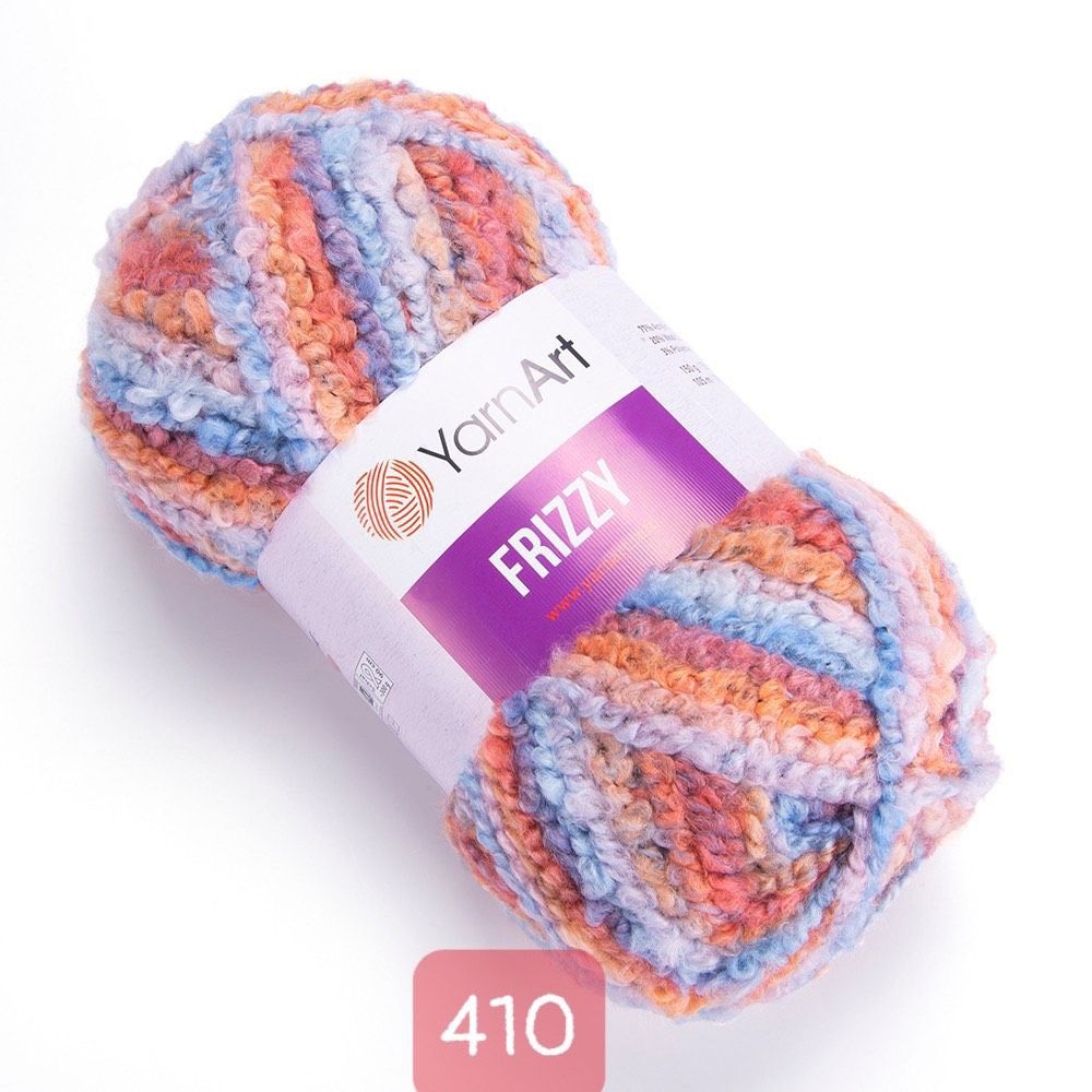 Len Yarnart xoắn nhiều màu Frizzy đan móc áo, váy, nón, áo khoác