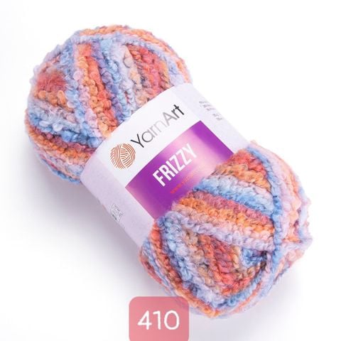 Len Yarnart xoắn nhiều màu Frizzy đan móc áo, váy, nón, áo khoác