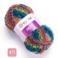 Len Yarnart xoắn nhiều màu Frizzy đan móc áo, váy, nón, áo khoác