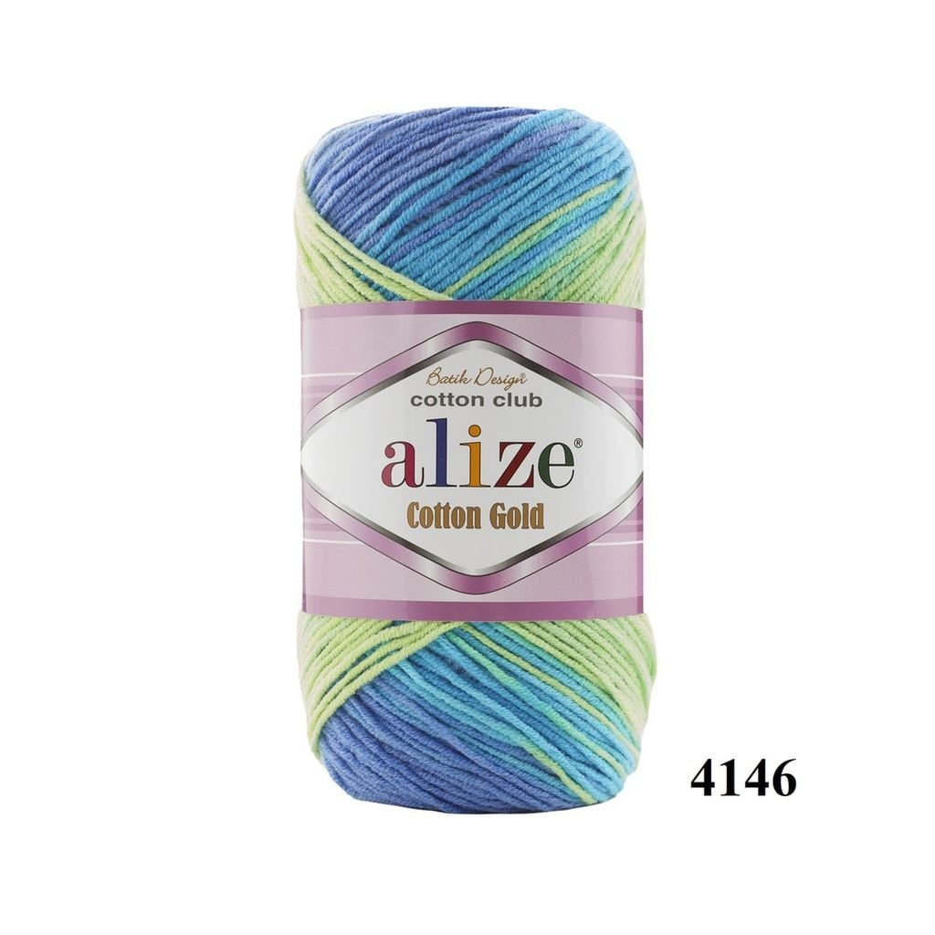 Len cotton Cotton Gold Batik nhập khẩu từ Alize Yarns, đan móc thú, nón, áo hè