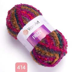 Len Yarnart xoắn nhiều màu Frizzy đan móc áo, váy, nón, áo khoác