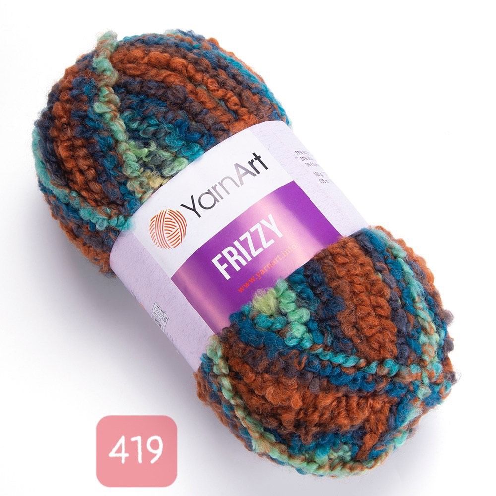 Len Yarnart xoắn nhiều màu Frizzy đan móc áo, váy, nón, áo khoác