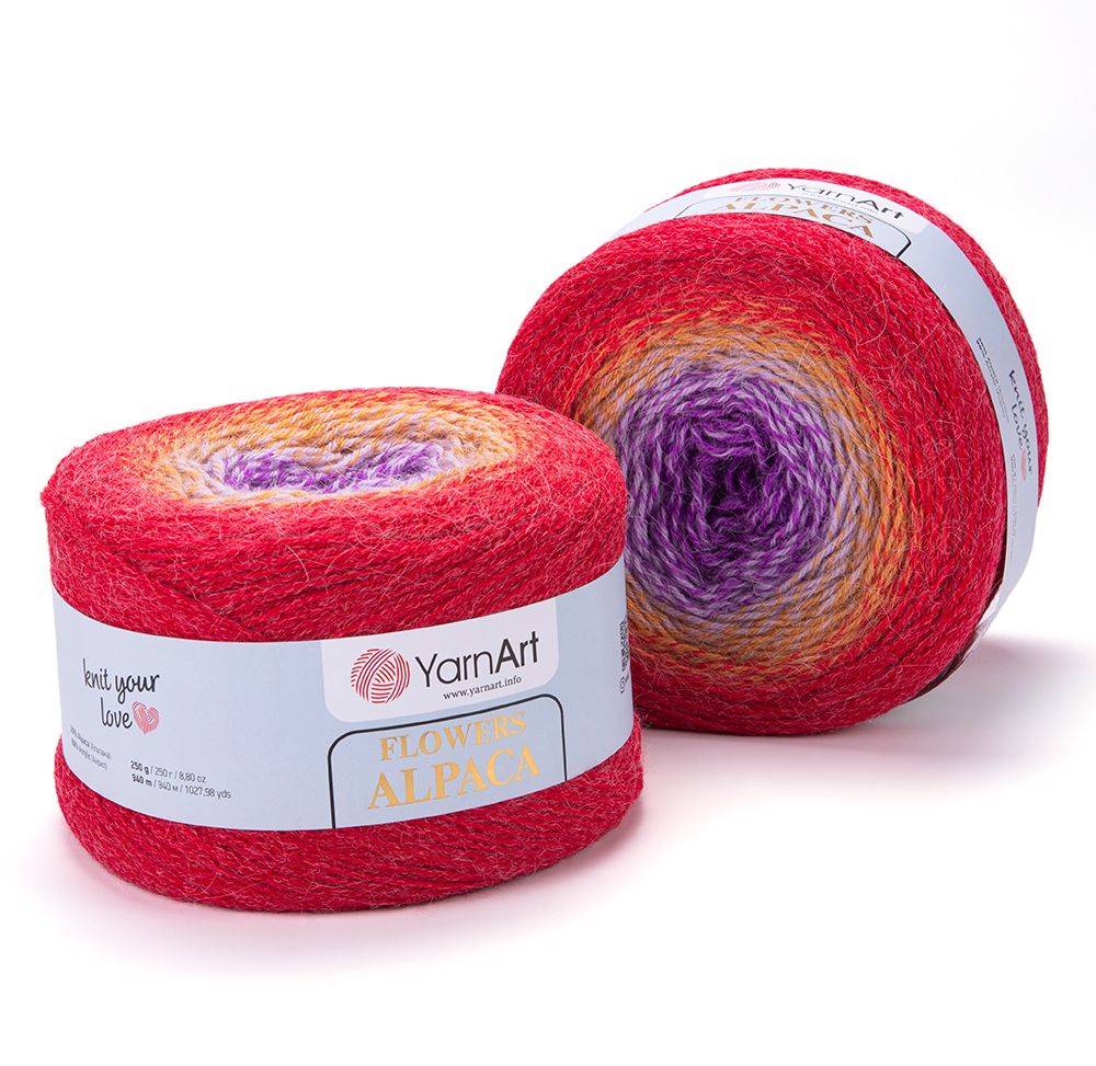 Len cầu vồng ấm Flower Alpaca nhập khẩu từ Yarnart, đan móc áo, áo choàng, váy, nón