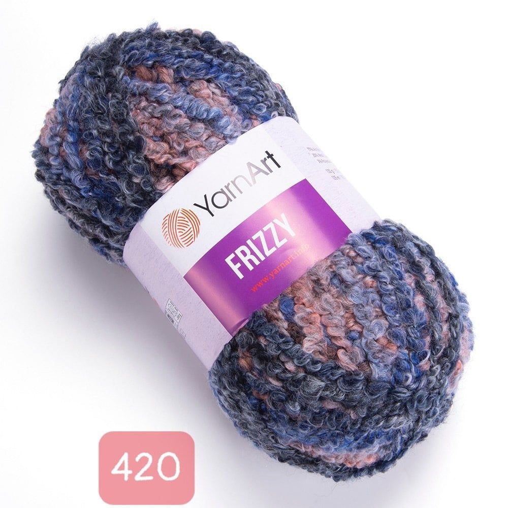 Len Yarnart xoắn nhiều màu Frizzy đan móc áo, váy, nón, áo khoác