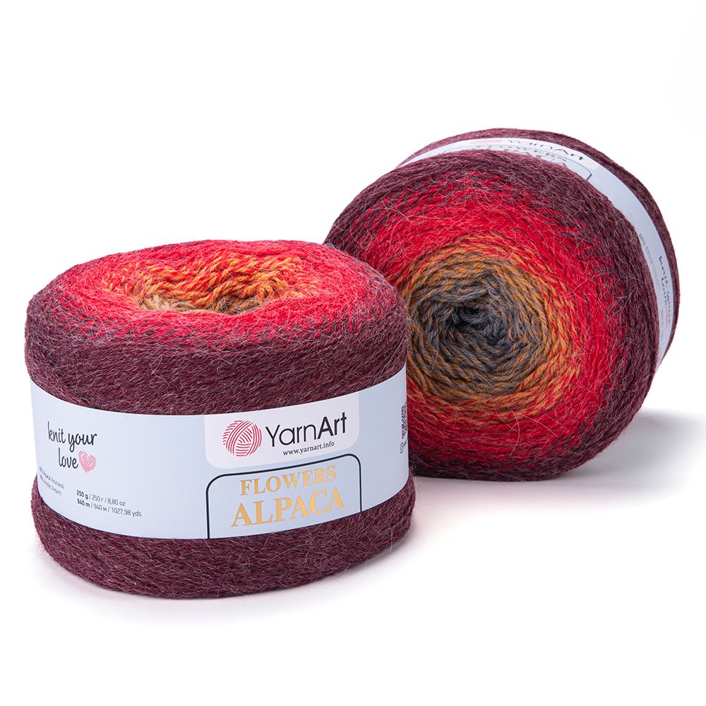 Len cầu vồng ấm Flower Alpaca nhập khẩu từ Yarnart, đan móc áo, áo choàng, váy, nón