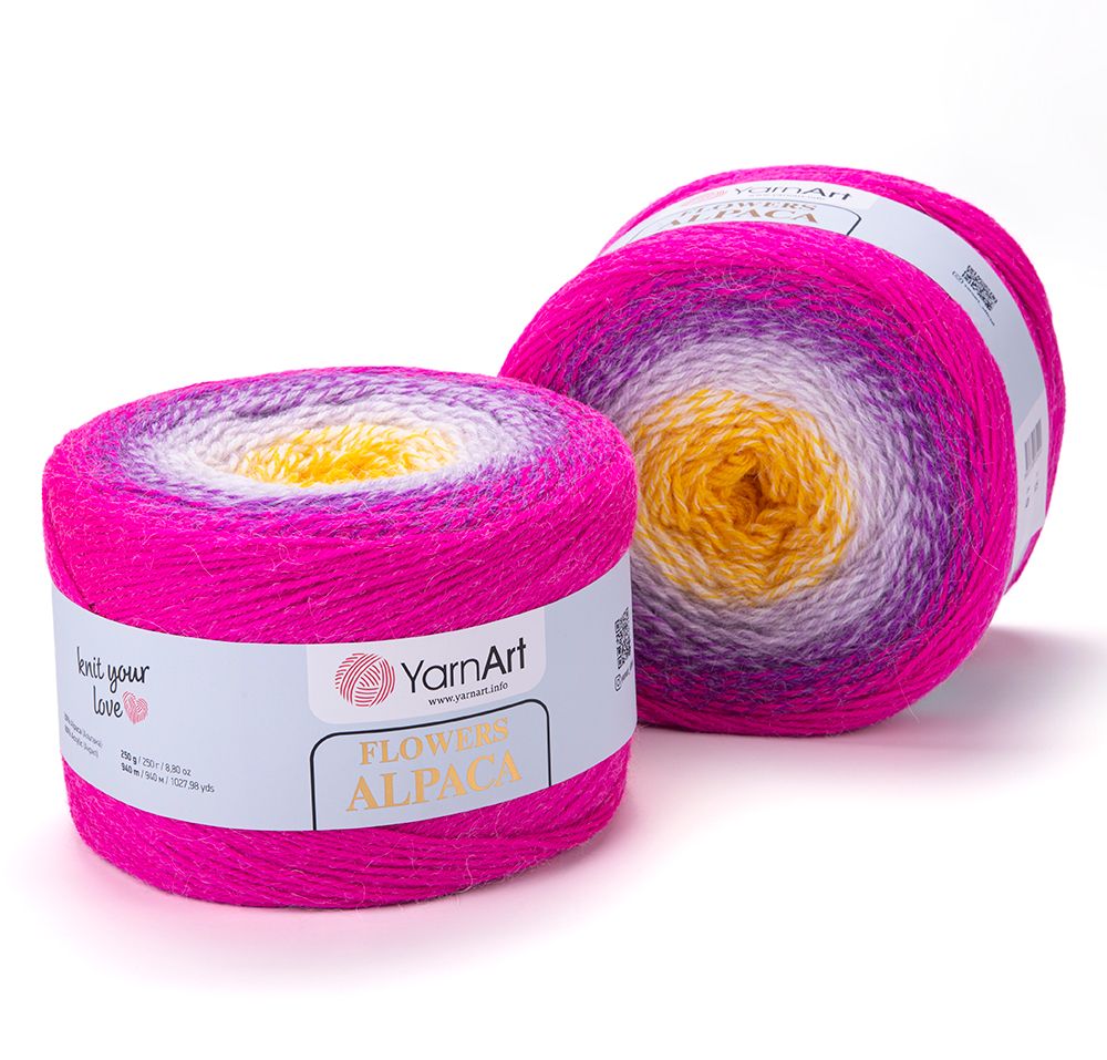 Len cầu vồng ấm Flower Alpaca nhập khẩu từ Yarnart, đan móc áo, áo choàng, váy, nón