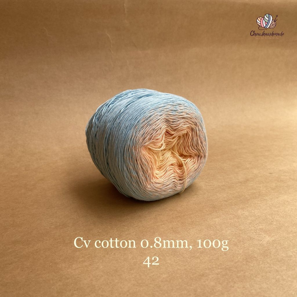 Sợi cầu vồng Cotton 0.8mm cuộn 100g, Chouihandmade, đan móc áo, váy