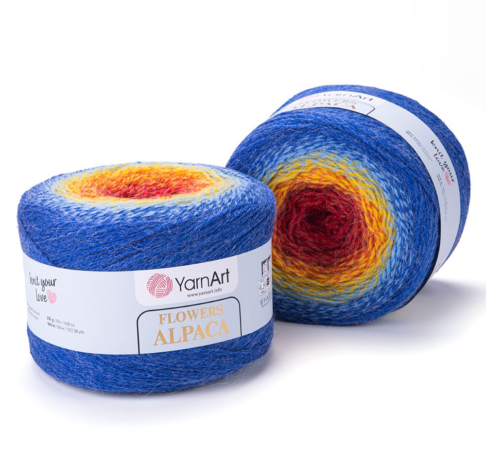 Len cầu vồng ấm Flower Alpaca nhập khẩu từ Yarnart, đan móc áo, áo choàng, váy, nón