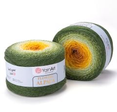 Len cầu vồng ấm Flower Alpaca nhập khẩu từ Yarnart, đan móc áo, áo choàng, váy, nón