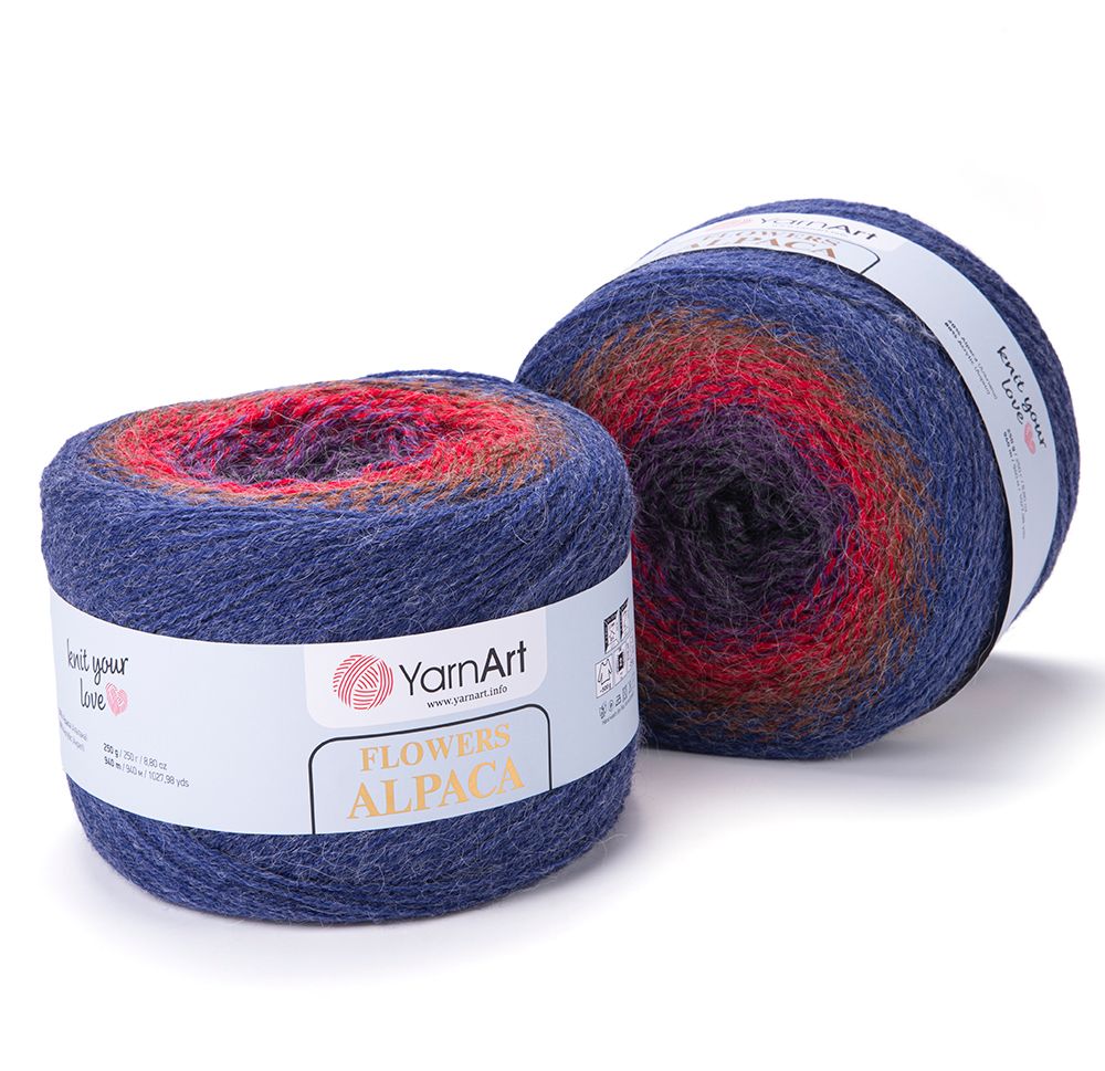 Len cầu vồng ấm Flower Alpaca nhập khẩu từ Yarnart, đan móc áo, áo choàng, váy, nón