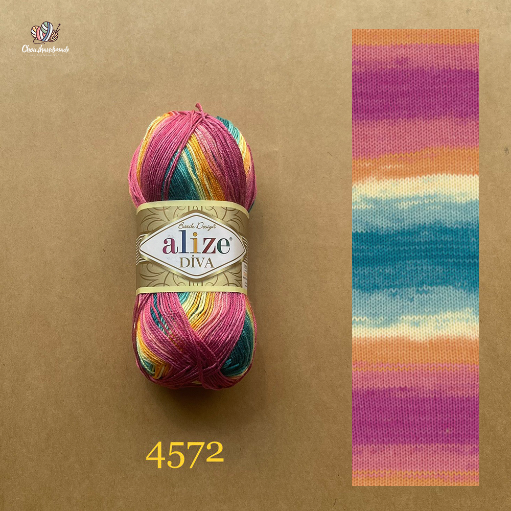 Sợi loang Diva Batik nhập khẩu từ Alize Yarns, đan móc áo, váy, khăn, bikini