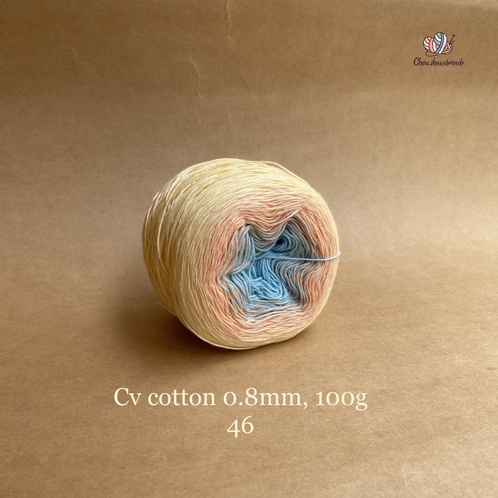 Sợi cầu vồng Cotton 0.8mm cuộn 100g, Chouihandmade, đan móc áo, váy