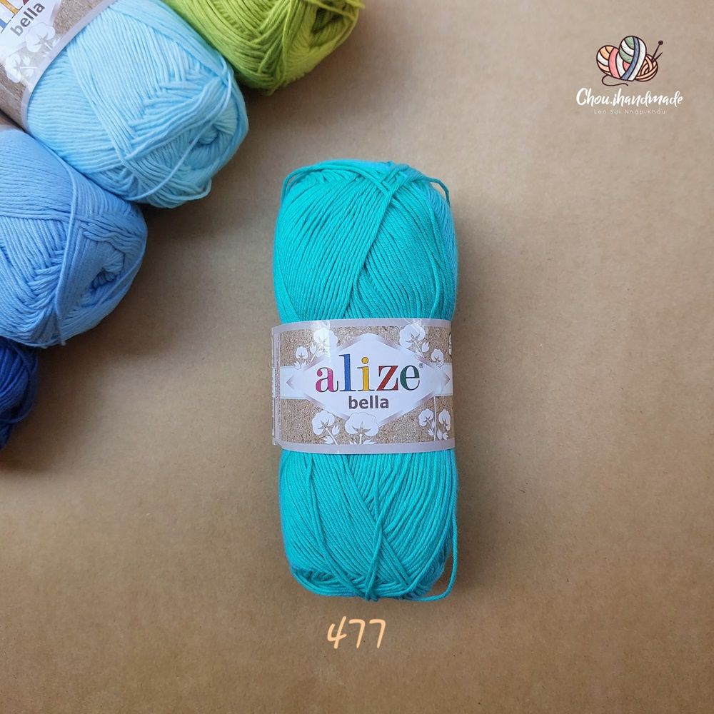 Sợi cotton hè trơn Bella nhập khẩu từ Alize Yarns đan móc áo, váy, khăn hè, mềm mại và mát