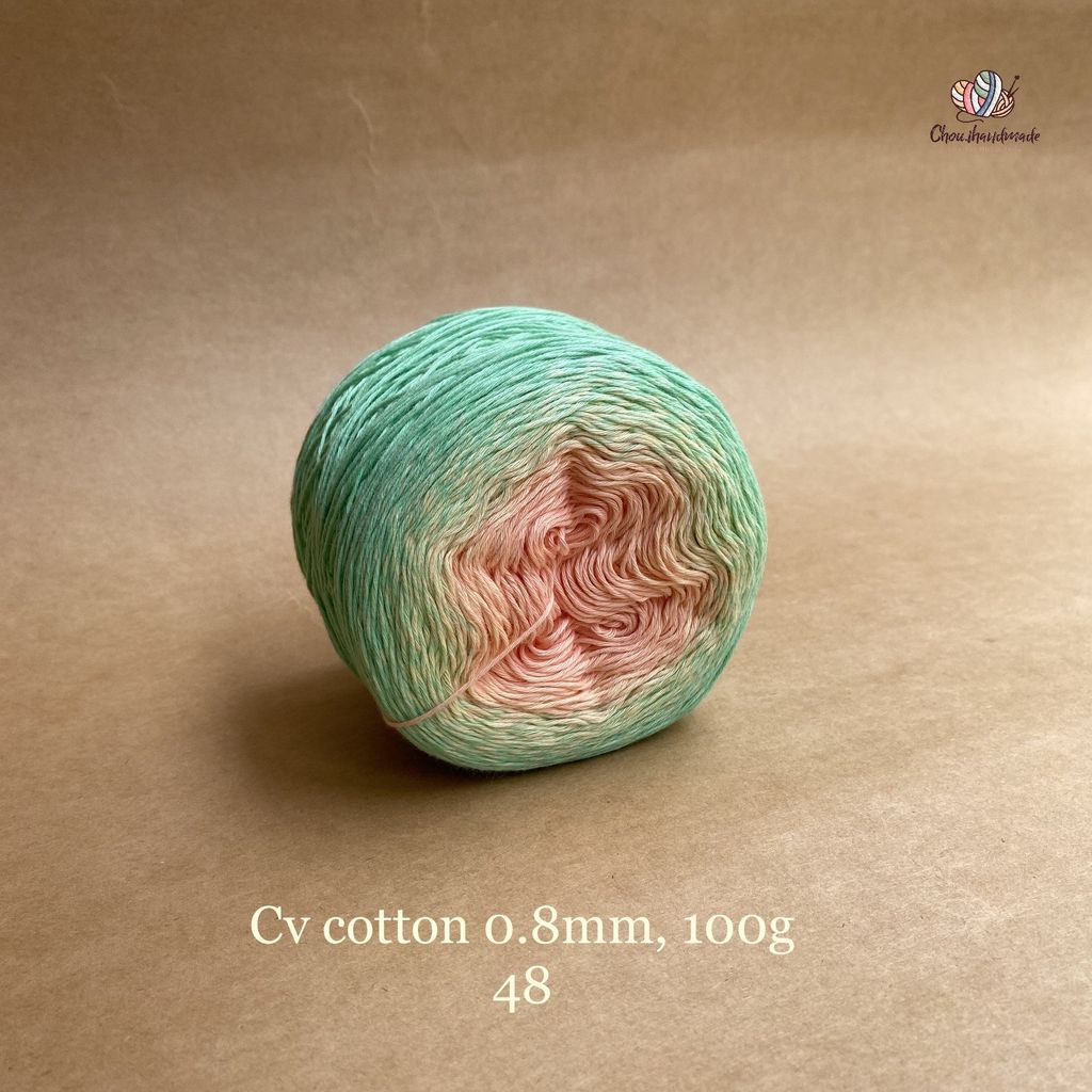 Sợi cầu vồng Cotton 0.8mm cuộn 100g, Chouihandmade, đan móc áo, váy