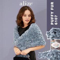 Len lông xù Puffy Fur nhập khẩu từ Alize Yarns, tết vỏ gối, thú bông, áo khoác