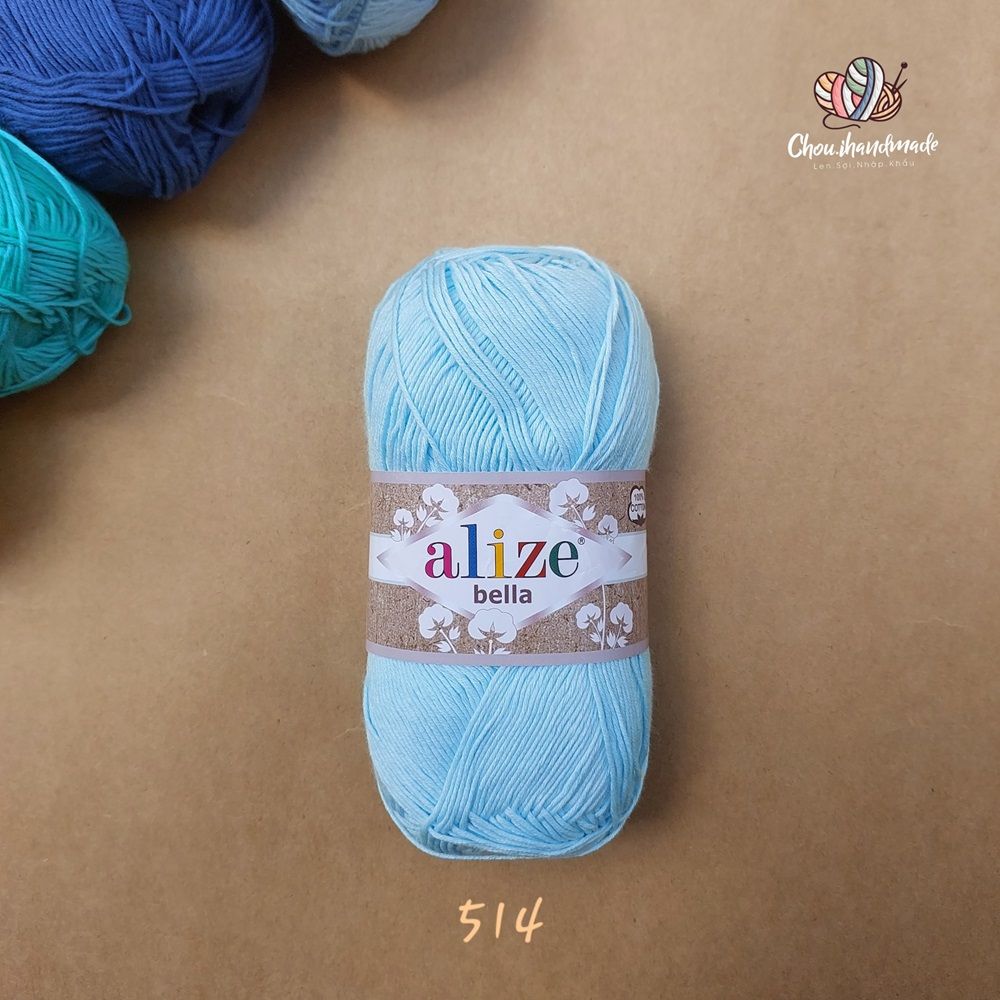 Sợi cotton hè trơn Bella nhập khẩu từ Alize Yarns đan móc áo, váy, khăn hè, mềm mại và mát