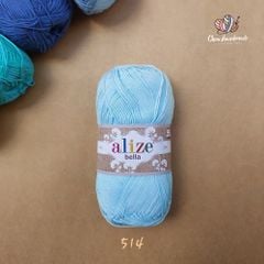 Sợi cotton hè trơn Bella nhập khẩu từ Alize Yarns đan móc áo, váy, khăn hè, mềm mại và mát