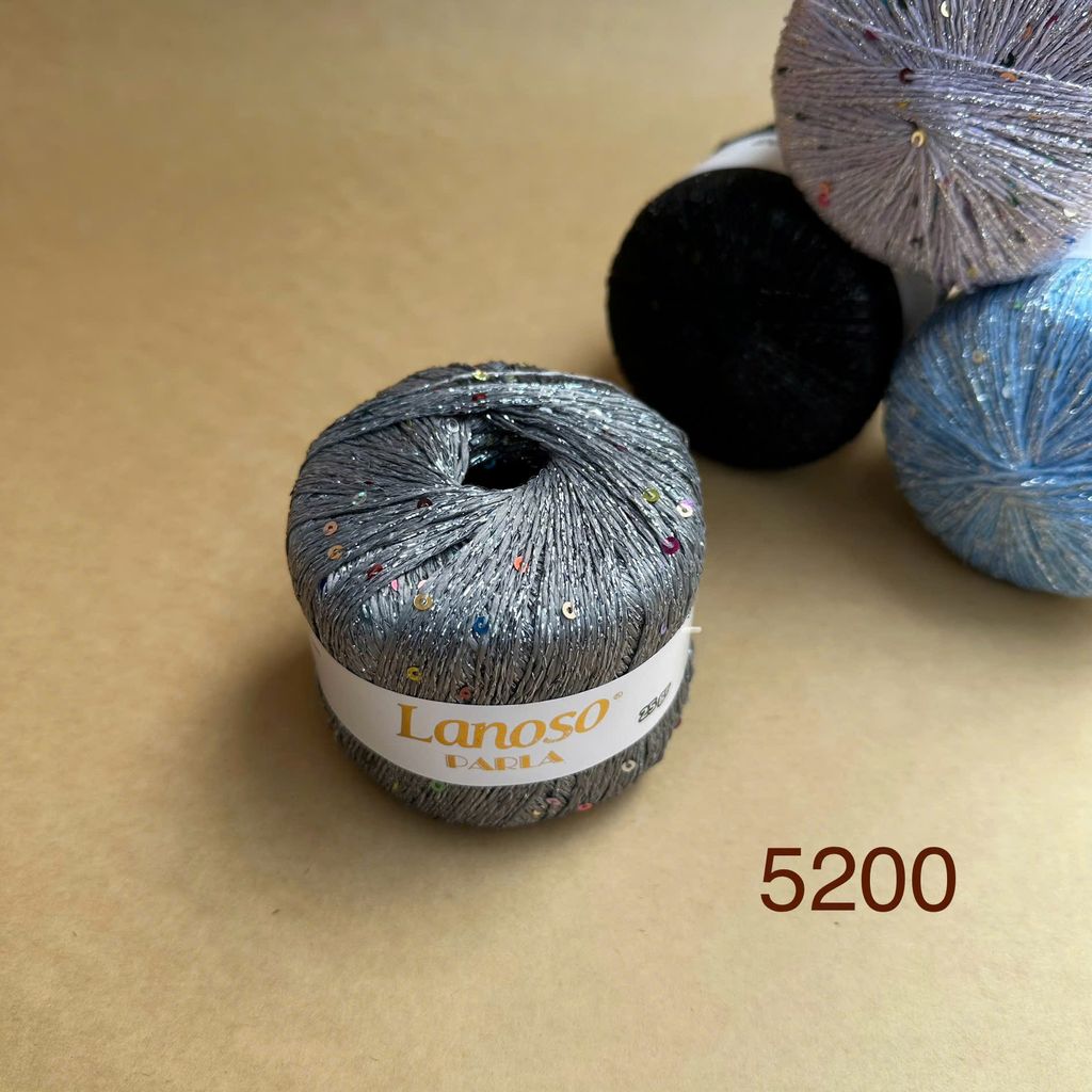 Sợi lấp lánh Parla nhập từ Lanoso, đan móc áo, váy, khăn
