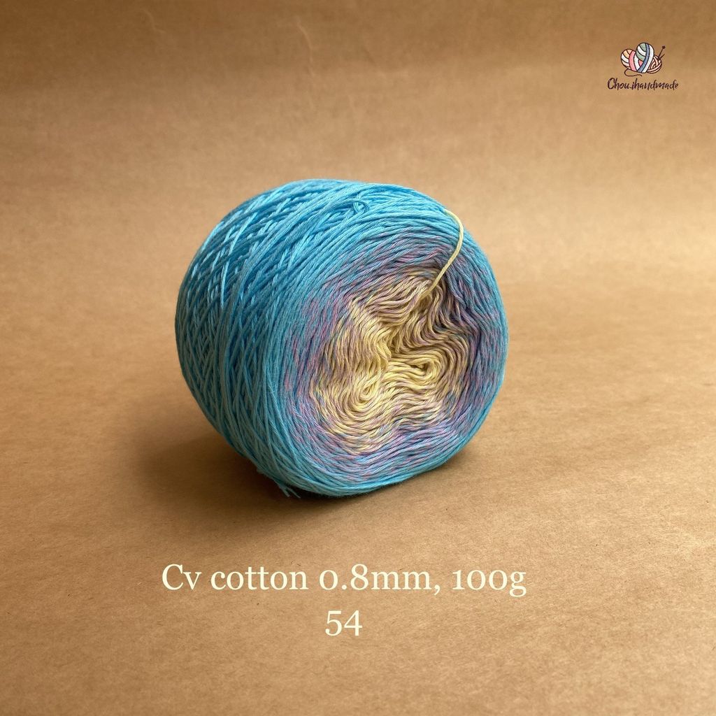 Sợi cầu vồng Cotton 0.8mm cuộn 100g, Chouihandmade, đan móc áo, váy