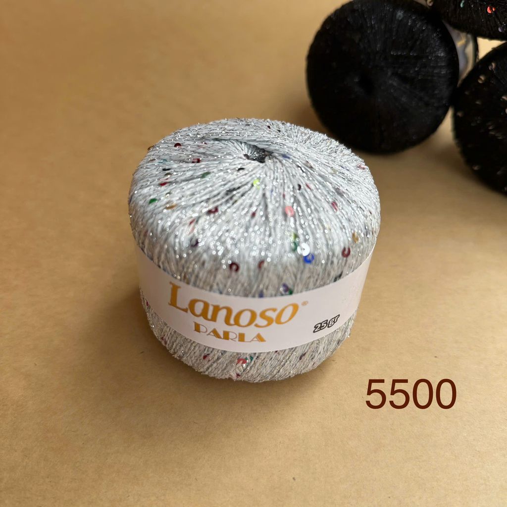 Sợi lấp lánh Parla nhập từ Lanoso, đan móc áo, váy, khăn