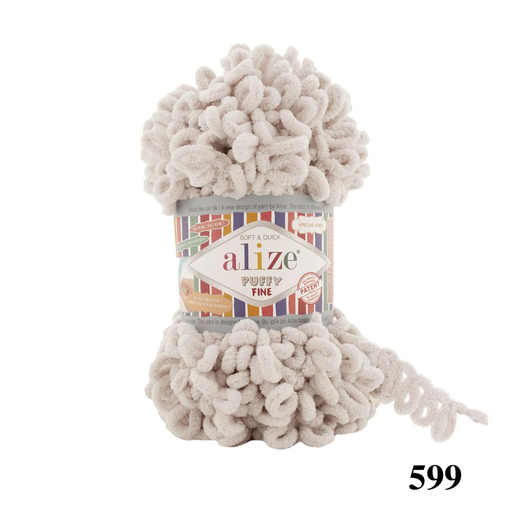 Cuộn len tết bằng tay Puffy Fine hãng Alize Yarns tết áo, khăn, vỏ gối, chăn, thảm, túi