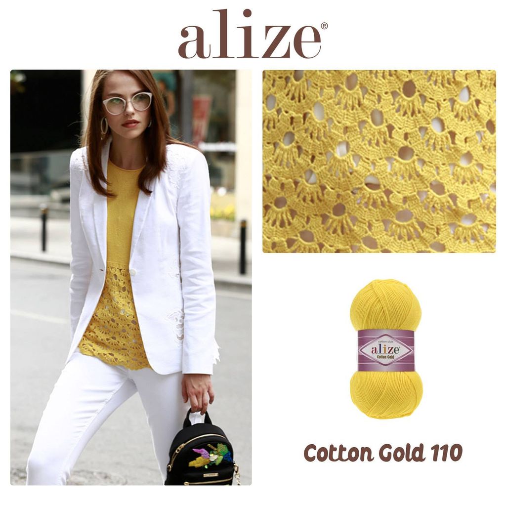 Len hè Cotton Gold nhập khẩu từ Alize Yarns, đan móc đồ hè, thú, nón cực xinh