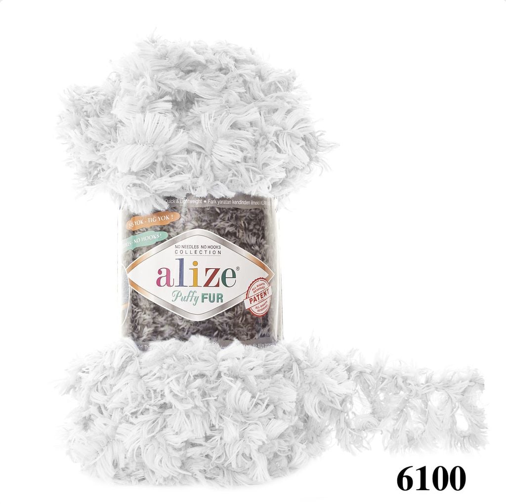 Len lông xù Puffy Fur nhập khẩu từ Alize Yarns, tết vỏ gối, thú bông, áo khoác