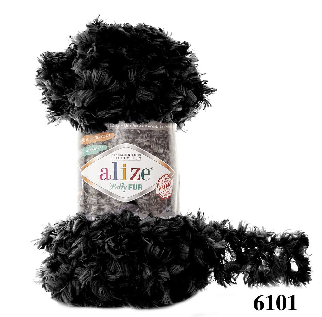 Len lông xù Puffy Fur nhập khẩu từ Alize Yarns, tết vỏ gối, thú bông, áo khoác
