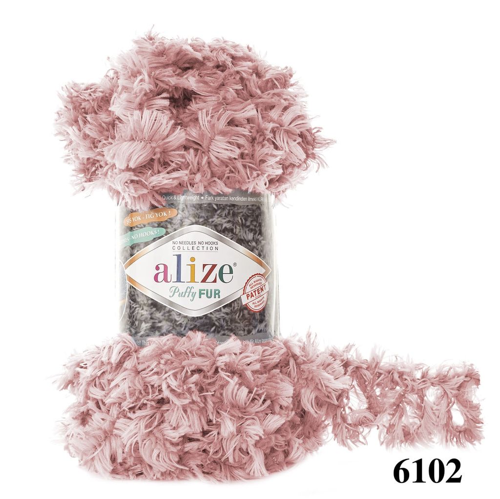 Len lông xù Puffy Fur nhập khẩu từ Alize Yarns, tết vỏ gối, thú bông, áo khoác