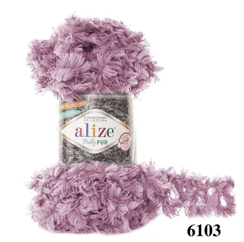 Len lông xù Puffy Fur nhập khẩu từ Alize Yarns, tết vỏ gối, thú bông, áo khoác