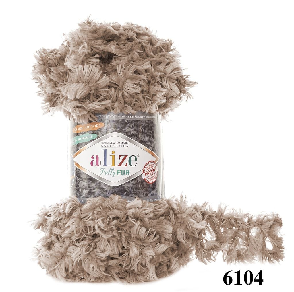 Len lông xù Puffy Fur nhập khẩu từ Alize Yarns, tết vỏ gối, thú bông, áo khoác